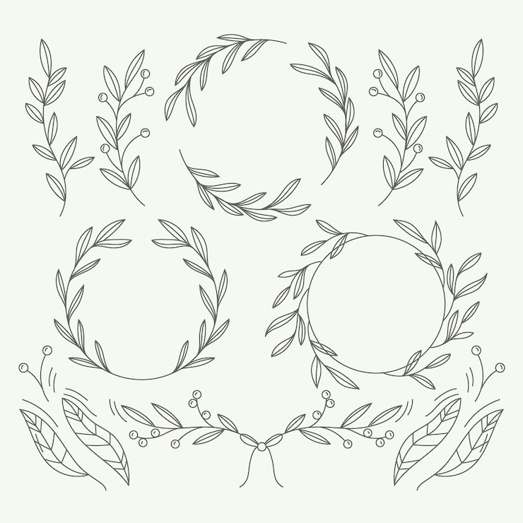Vecteur gratuit collection d'ornements de mariage dessinés à la main