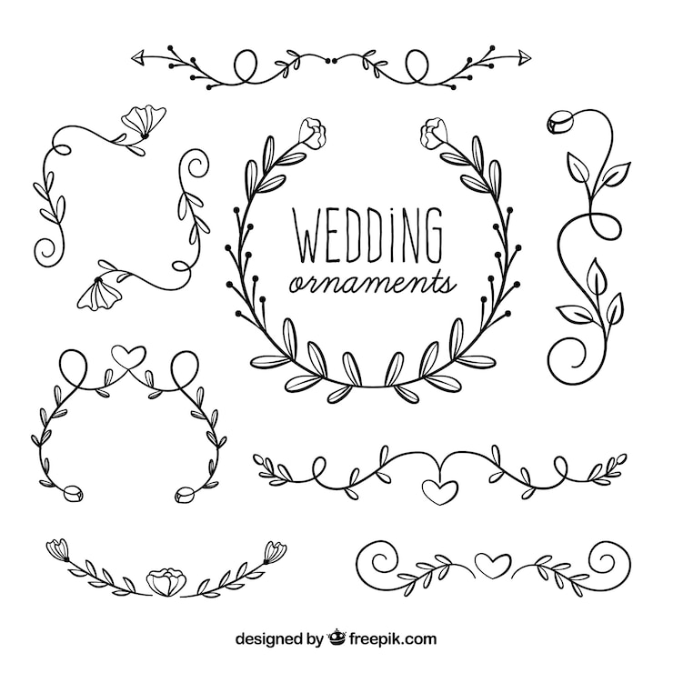 Vecteur gratuit collection d&#39;ornements de mariage pour décorer