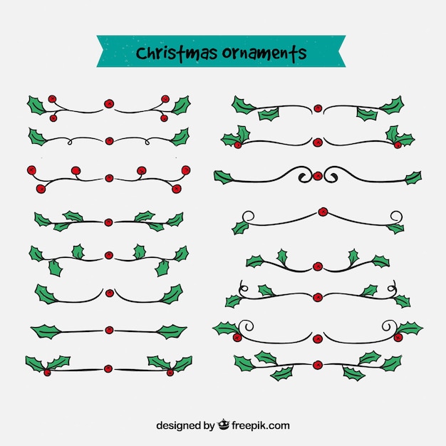 Vecteur gratuit collection d'ornements de noël dessinés à la main