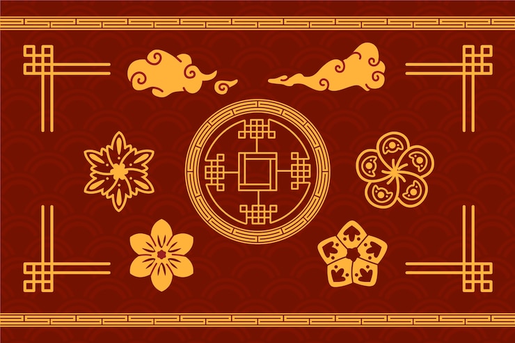Vecteur gratuit collection d'ornements plats pour le festival du nouvel an chinois