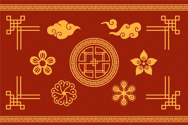 Collection d'ornements plats pour le festival du nouvel an chinois