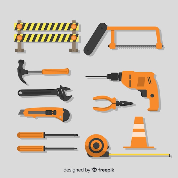 Collection d&#39;outils de construction plate