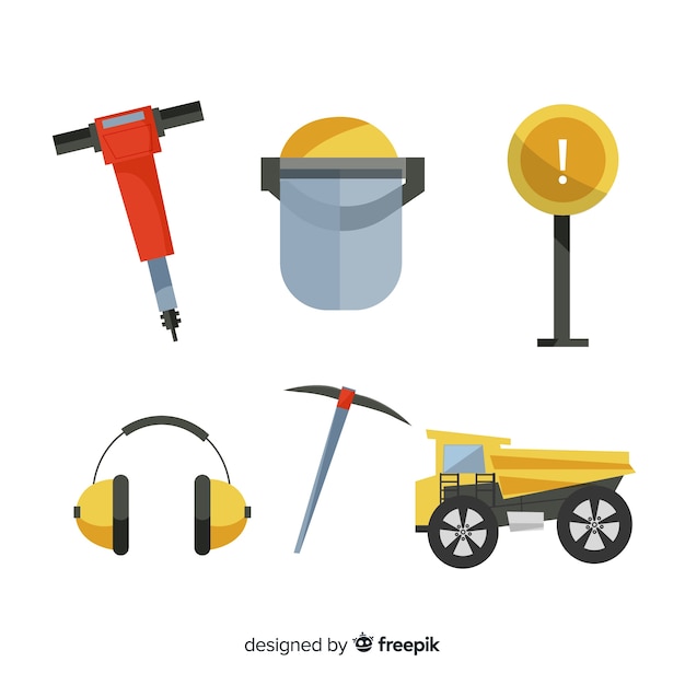 Vecteur gratuit collection d'outils de construction plate