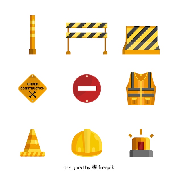 Vecteur gratuit collection d'outils de construction plate