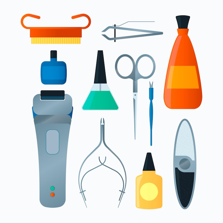 Vecteur gratuit collection d'outils de manucure
