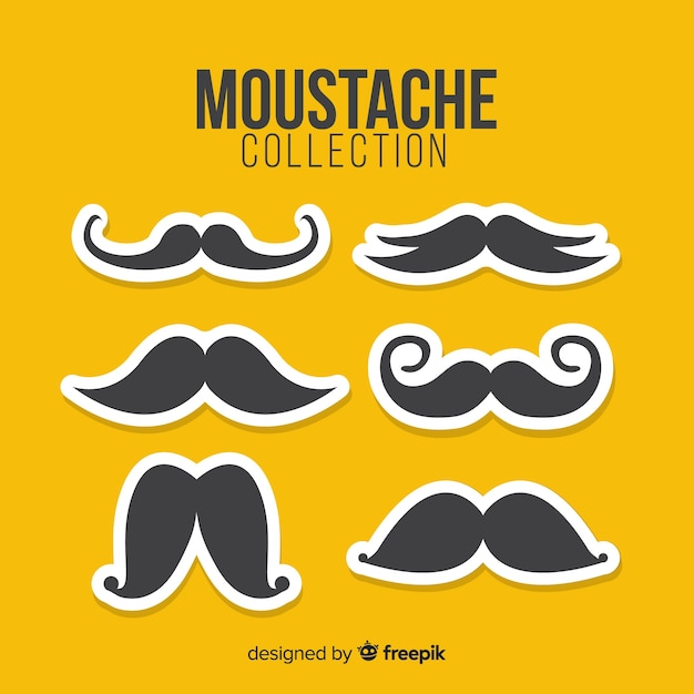 Vecteur gratuit collection de pack de moustaches movember en design plat