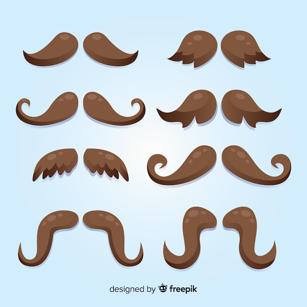 Collection De Pack De Moustaches Movember En Design Plat