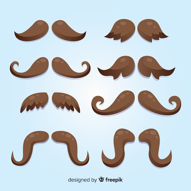 Collection de pack de moustaches Movember en design plat