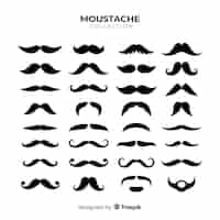 Vecteur gratuit collection de pack de moustaches movember en design plat