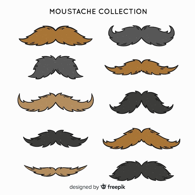 Collection de pack de moustaches movember dessinés à la main