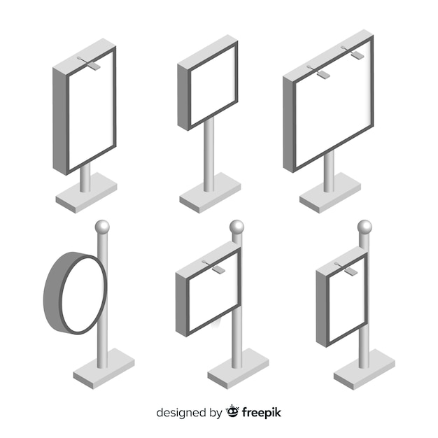 Vecteur gratuit collection de panneaux isométriques
