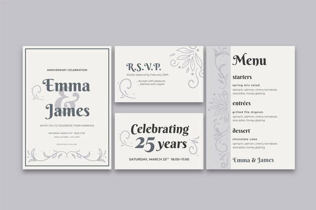 Menu Anniversaire 25 Ans Vecteur Gratuite