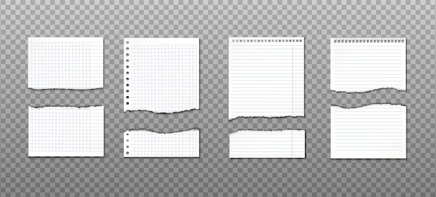 Vecteur gratuit collection de papier déchiré avec différentes coupes. rappel d'information