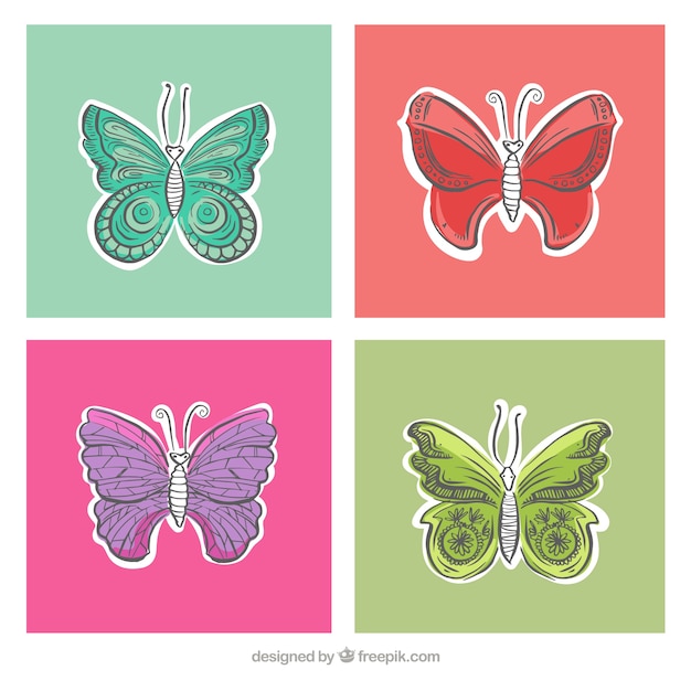 Vecteur gratuit collection de papillon dessiné à la main