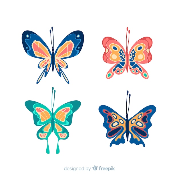 Collection De Papillons Plats