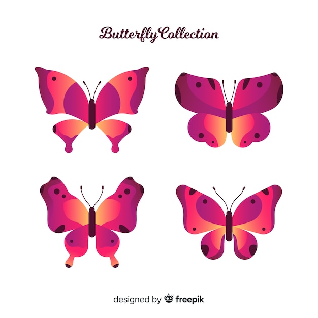 Vecteur gratuit collection de papillons plats