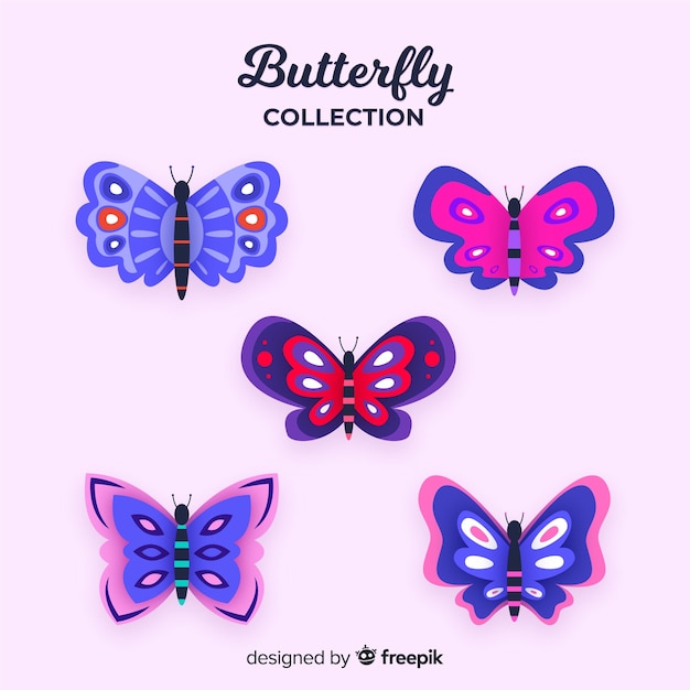 Vecteur gratuit collection de papillons plats