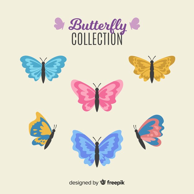 Collection de papillons plats