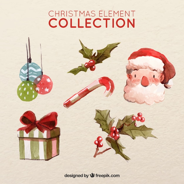 Collection Avec Le Père Noël Et D'autres éléments De Noël