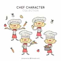 Vecteur gratuit collection de personnage chef heureux