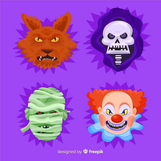 Collection De Personnage D'halloween Au Design Plat