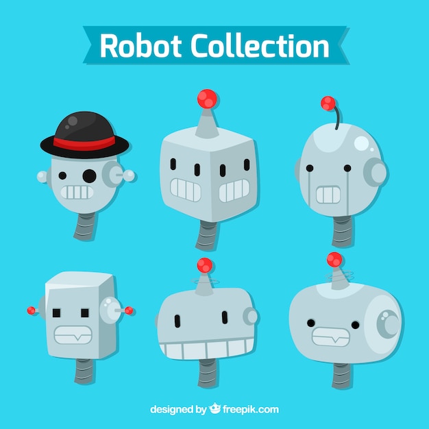 Vecteur gratuit collection de personnage robot plat