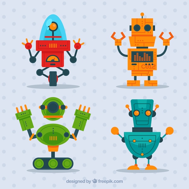 Vecteur gratuit collection de personnage robot plat