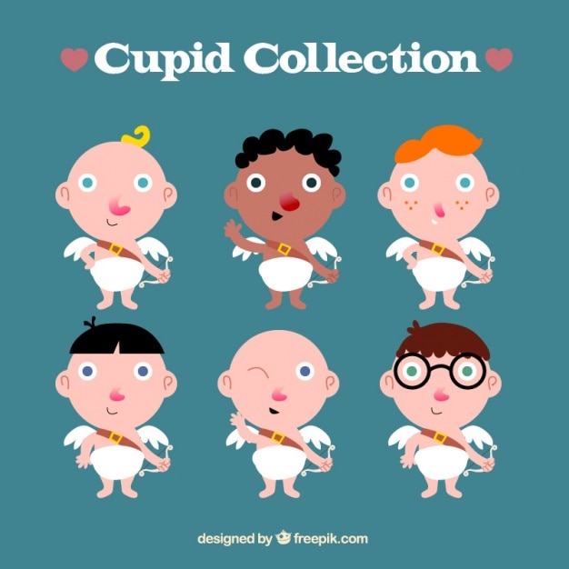 Vecteur gratuit collection de personnages amusants cupidon