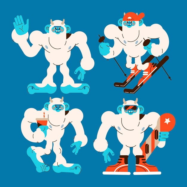 Collection de personnages de bonhomme de neige abominable Yeti de dessin animé