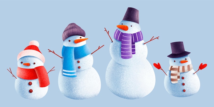 Vecteur gratuit collection de personnages de bonhomme de neige dessinés à la main