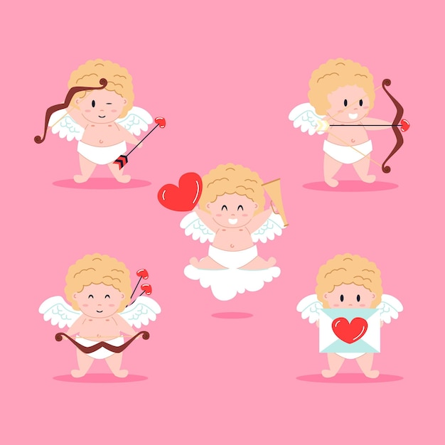 Collection De Personnages Cupidon Design Plat