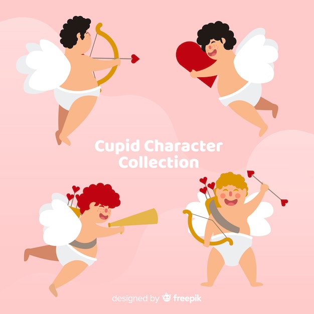 Collection De Personnages De Cupidon Plats