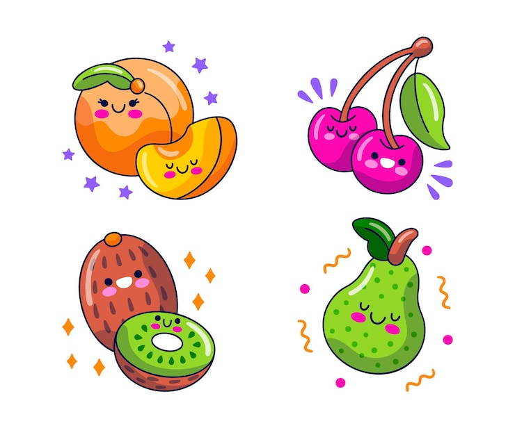 Vecteur gratuit collection de personnages de dessins animés alimentaires