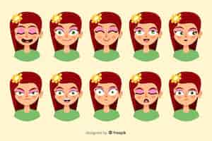 Vecteur gratuit collection de personnages avec différentes expressions faciales