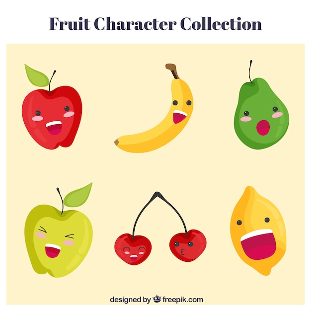 Vecteur gratuit collection de personnages de fruits