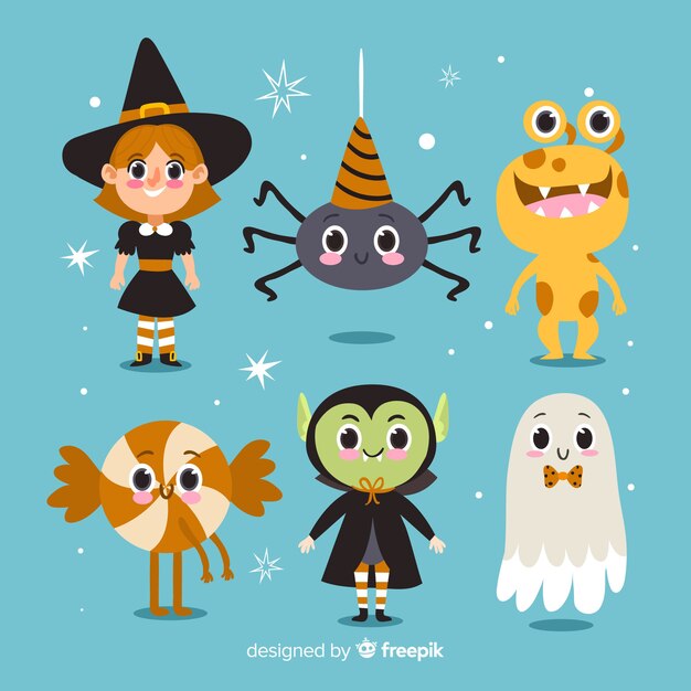 Collection de personnages halloween mignons