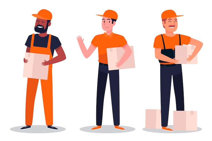 Vecteur gratuit collection de personnages de livraison à domicile