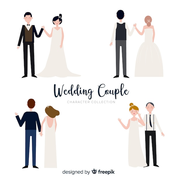 Vecteur gratuit collection de personnages de mariage