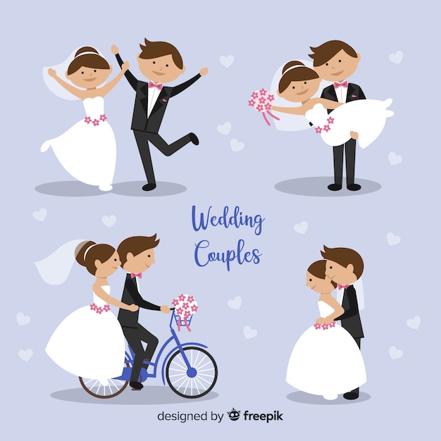 Vecteur gratuit collection de personnages de mariage