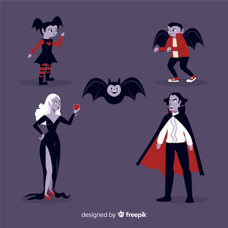 Vecteur gratuit collection de personnages de vampire dessinés à la main