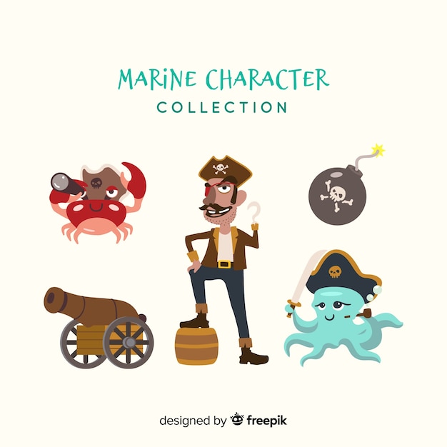 Collection De Personnages De Vie Marine Plate