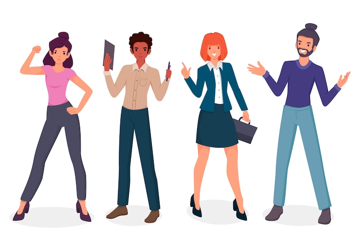 Vecteur gratuit collection de personnes confiantes souriant