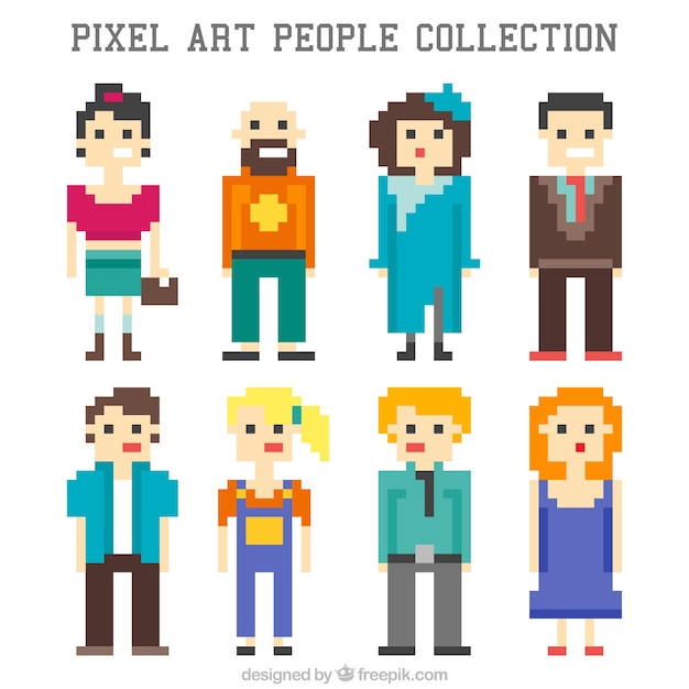 Collection de personnes pixelisés élégantes