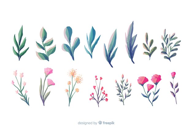 Collection de petites branches florales aquarelles