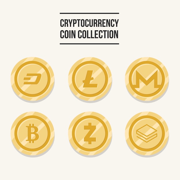 Vecteur gratuit collection de pièces de crypto-monnaie d'or