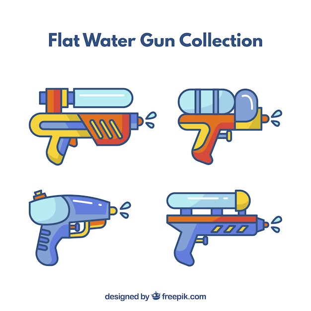 Vecteur gratuit collection de pistolets à eau avec différentes couleurs