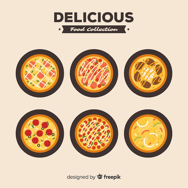 Vecteur gratuit collection de pizzas