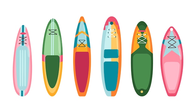 Vecteur gratuit collection de planches sup design plat