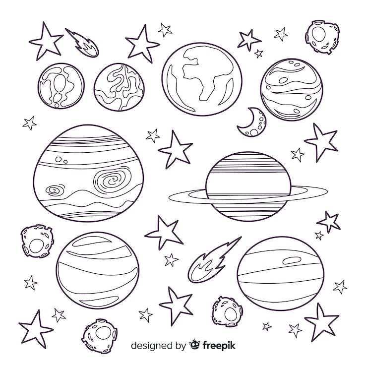 Vecteur gratuit collection de planètes dessinées à la main
