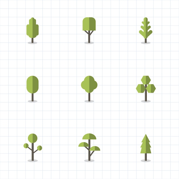 Vecteur gratuit collection de plantes et de vecteurs d'arbres